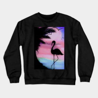 tropical sunset silhouette flamingo Crewneck Sweatshirt